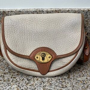 Dooney & Bourke White and Tan Leather Crossbody Bag